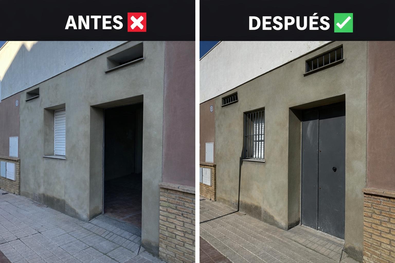 Antes y después de una reparación de cerrajería en Sevilla